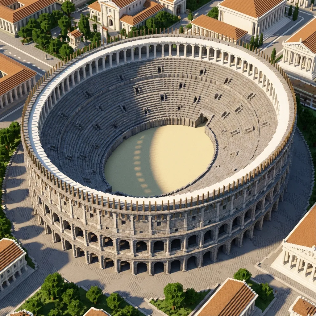 Minecraft amphitheater with tiered seating