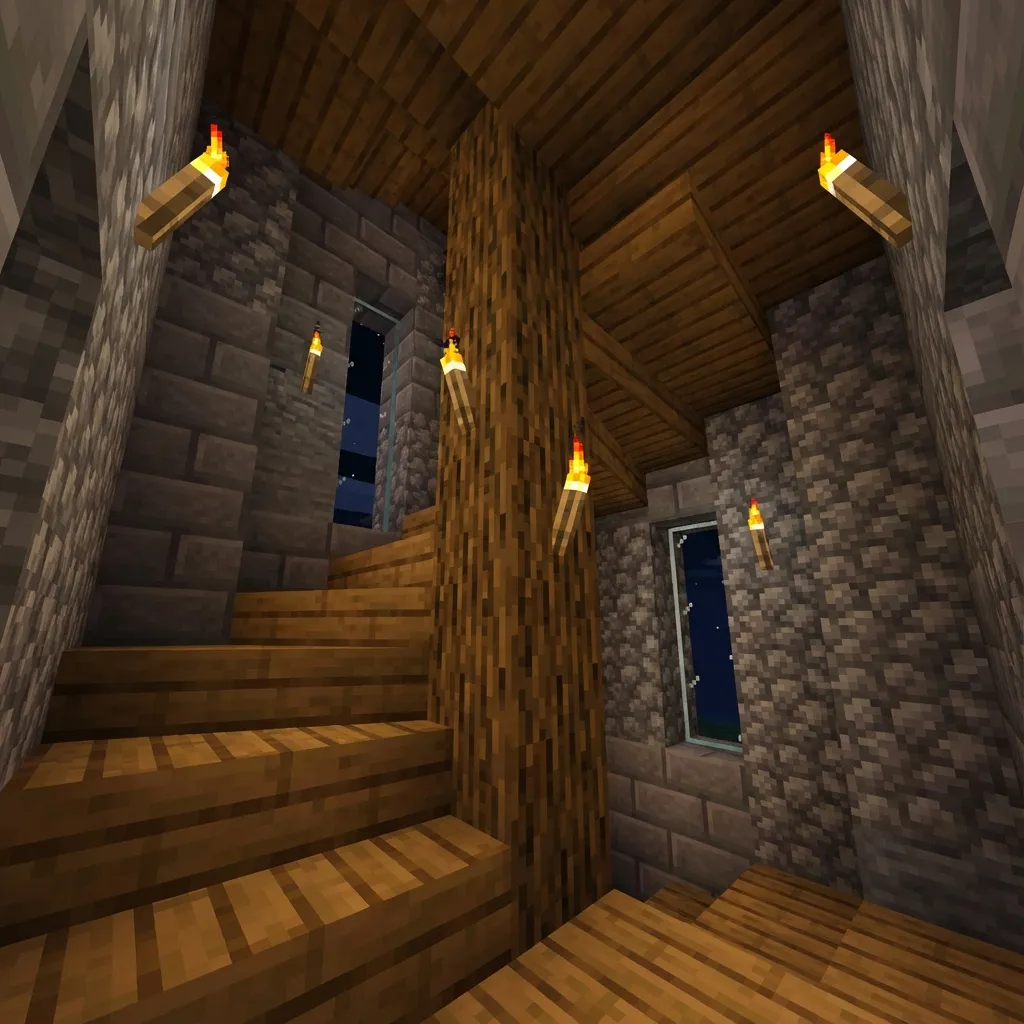 Minecraft spiral staircase interior